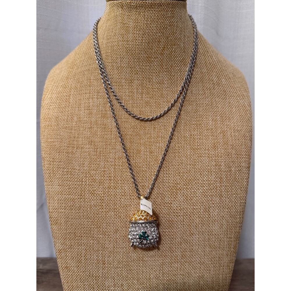 Killarney Crystal Pot of gold Pendant Necklace #463 New w Tag! Made in Ireland - Picture 6 of 8